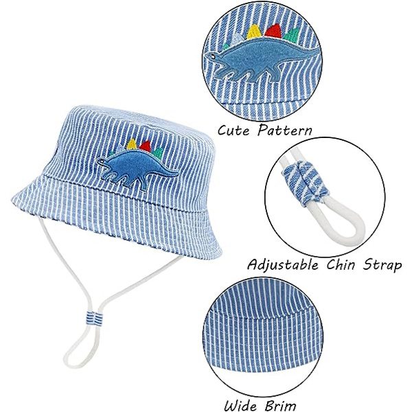 Barn Solhatt (52CM), Baby Strandhatt Pojk Flicka Fiskehatt, Bomull