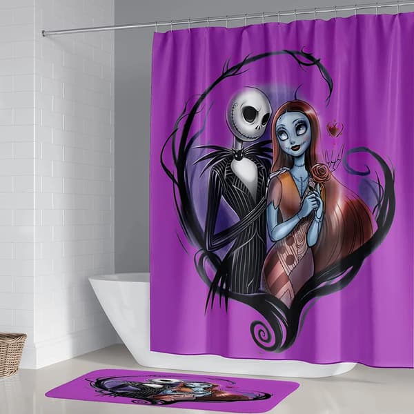 Sett med 4 Nightmare Before Christmas Baderomsett med Dusj