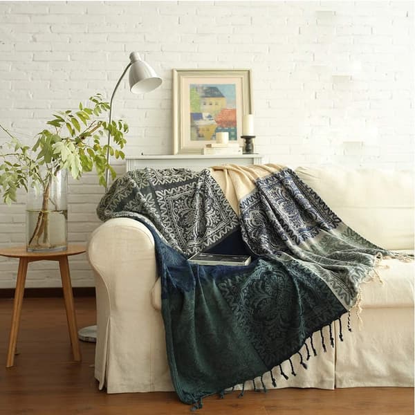 Chenille Plaid, Tassels Jacquard Sofa Plaid Dekorativ