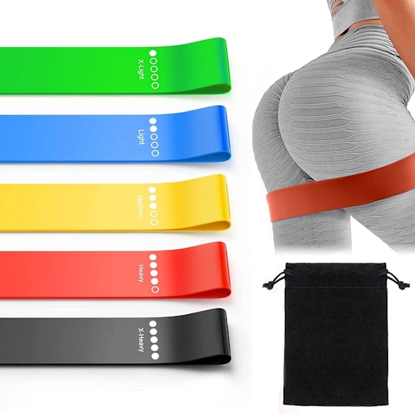 5-pack Motståndband, Träning Yoga Kit Motståndband, BPE-Material, med Väska och Manual