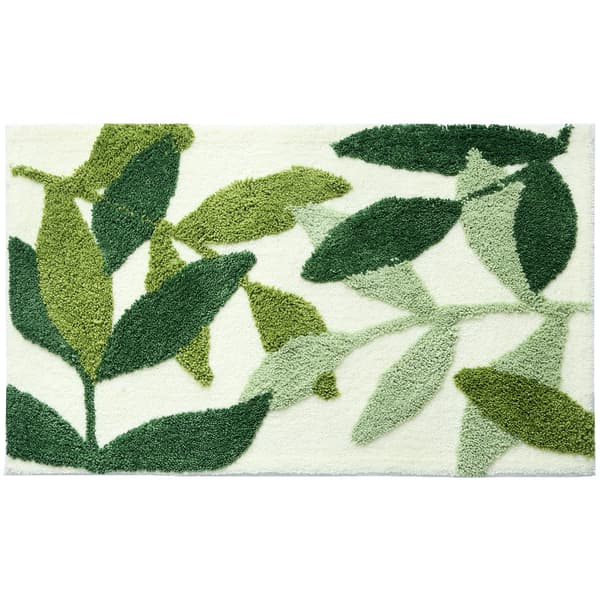 Leaves Plysch Mikrofiber Solid Vattenabsorberande Grön Badmatta