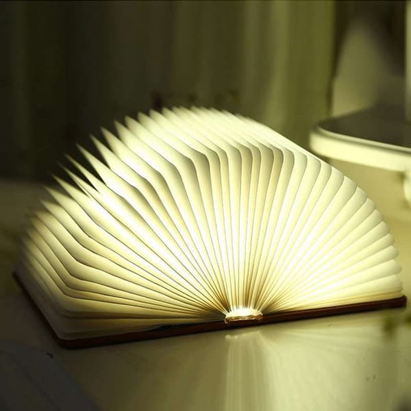 Rød LED Træboglampe, Foldbar Magnetisk Boglys, USB