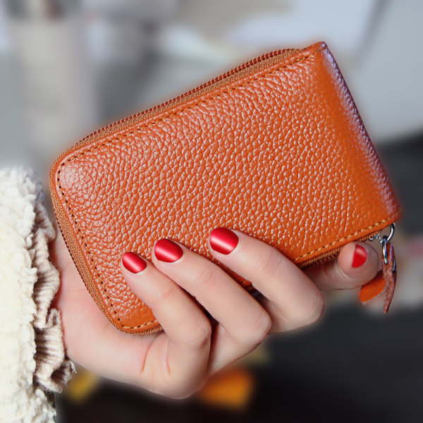 (Brun färg)Mode dam plånbok för kreditkortshållare i läder