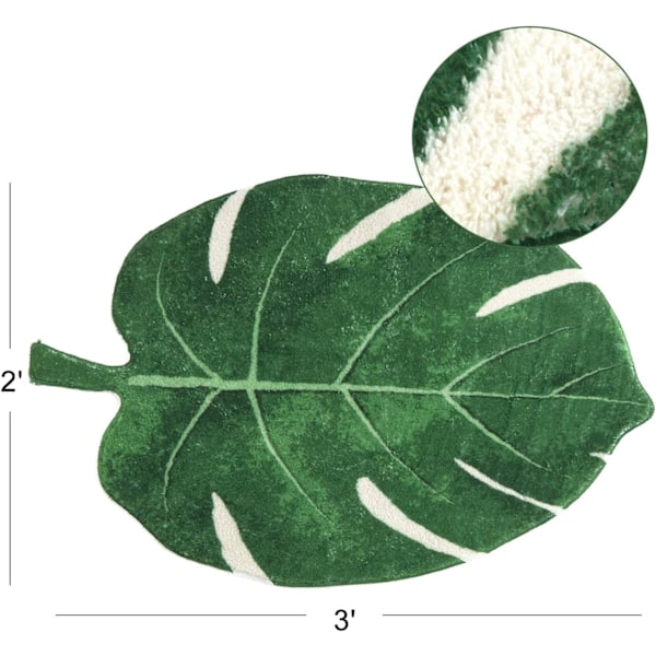 Alueen matot 2'x3' Lehdet Velveteen Vihreä Kylpymatto Liukumaton Pehmeä Kylpy