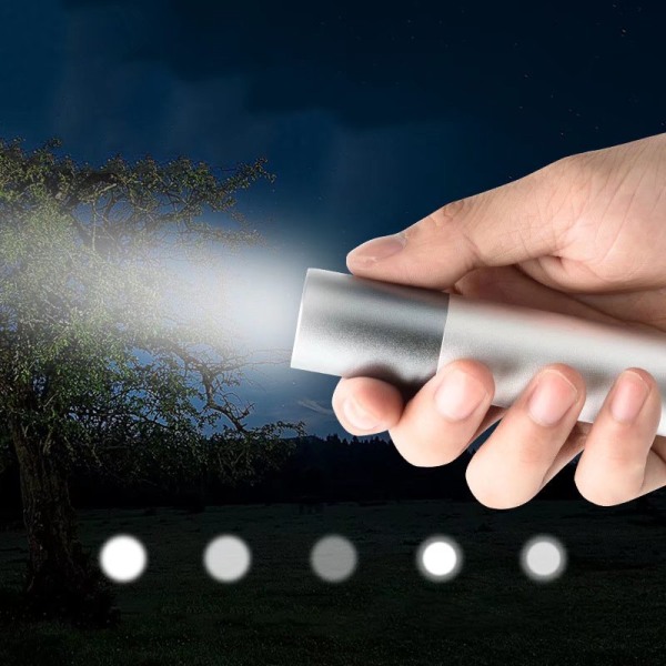 Liten stark ljus ficklampa, mini LED, aluminiumlegering USB 072f | Fyndiq