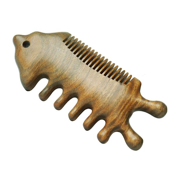 Äkta Grön Sandelträ Bred Kam Gua Sha Skrapkam Scalp