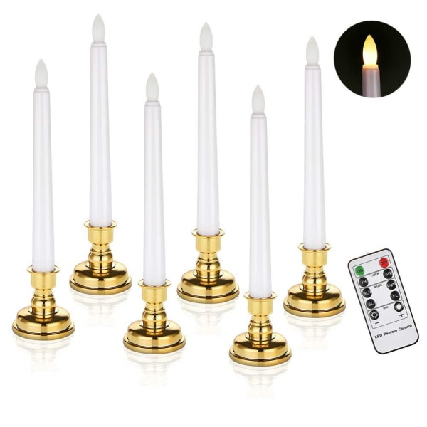 6pcs Flameless Taper Candles, Battery Operated LED Candles with