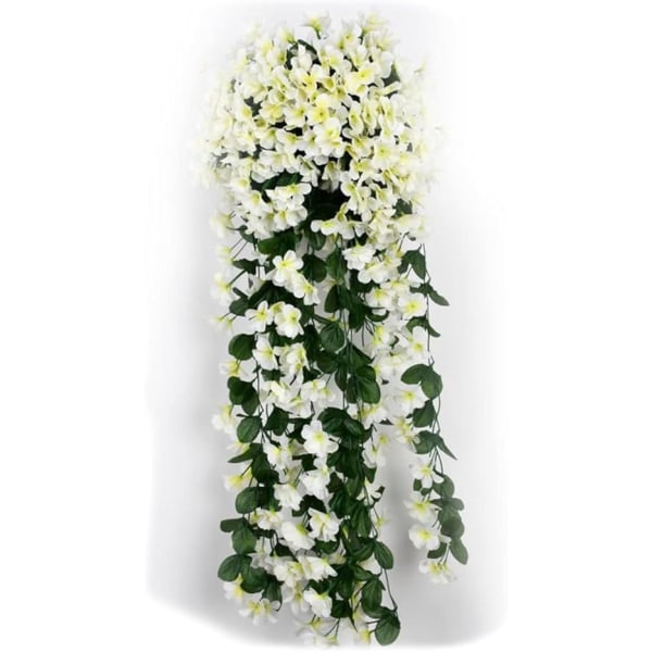 1 x 80cm Vit Konstgjord Girlang Gröna Blad Hängande