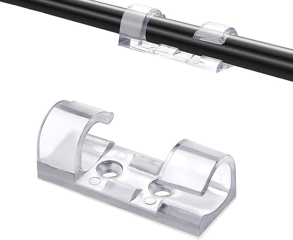 Kabelclips [16 styk (Transparent, L)], Kabeloprydningsclips, Klæbende