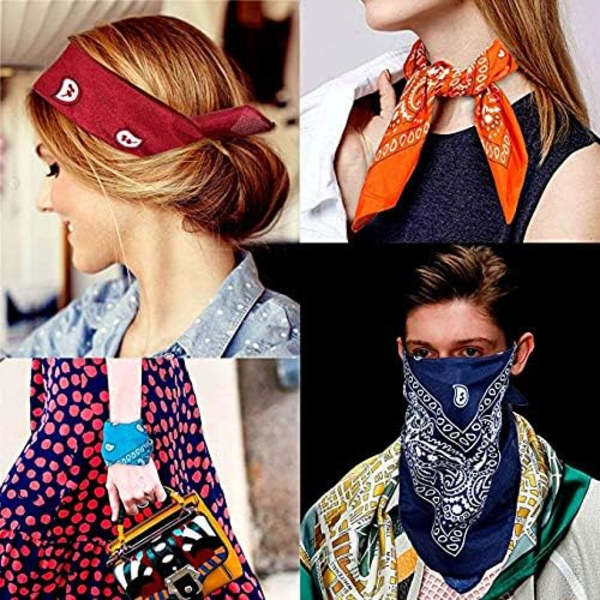 Bandanas (Svart), 12-pack Paisley Scarves, Hårband, Näsdukar
