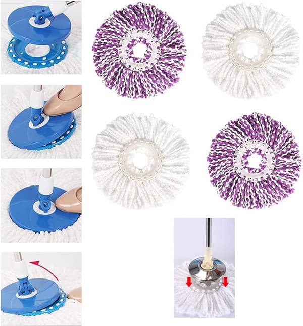 4 stk. Spin Mop Hode Mop Hode Mop Hoder Mikrofiber Erstatning