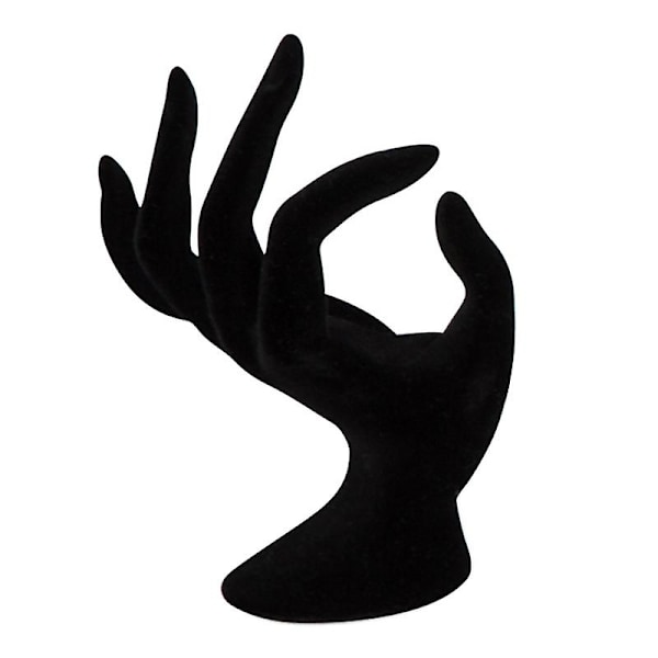 Håndsmykke Display Holder Ok Form Mannequin Hånd Armbånd Ring Stativ Til Ur Bryllupsringe Sort Fløjl