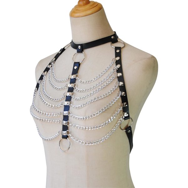 1 st (Svart) punk-inspirerad läderhalsband för kvinnor, sexig string