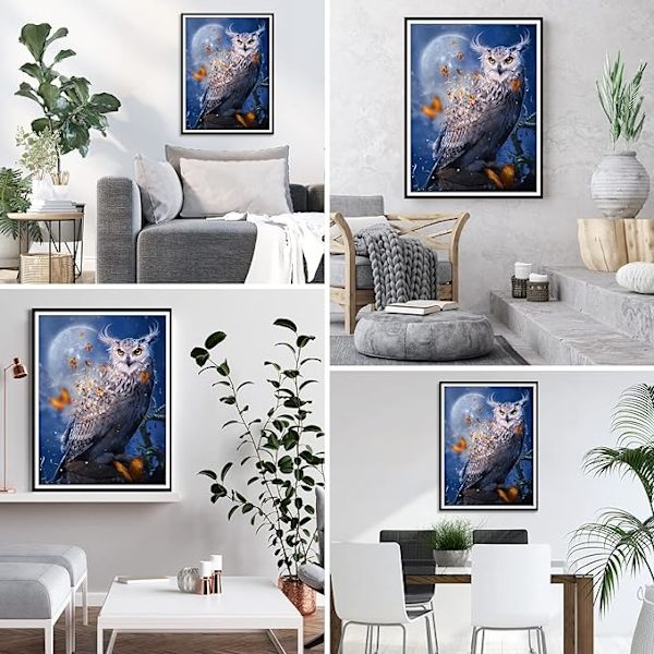 Pöllö Timanttimaalaussetti Aikuisten ja Lasten 30*40cm, DIY 5D
