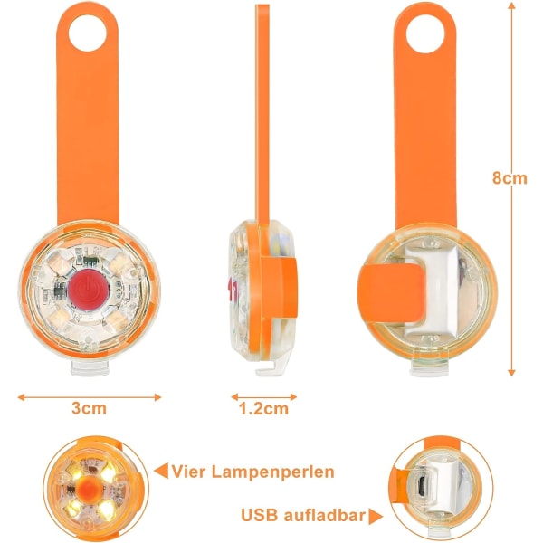 Sikkerhets-LED-blinklys for hunder, katter - USB-oppladbar LED-D