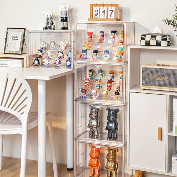Klar akryl displayboks, 3-lags displayhylde med 2 flytbare plader