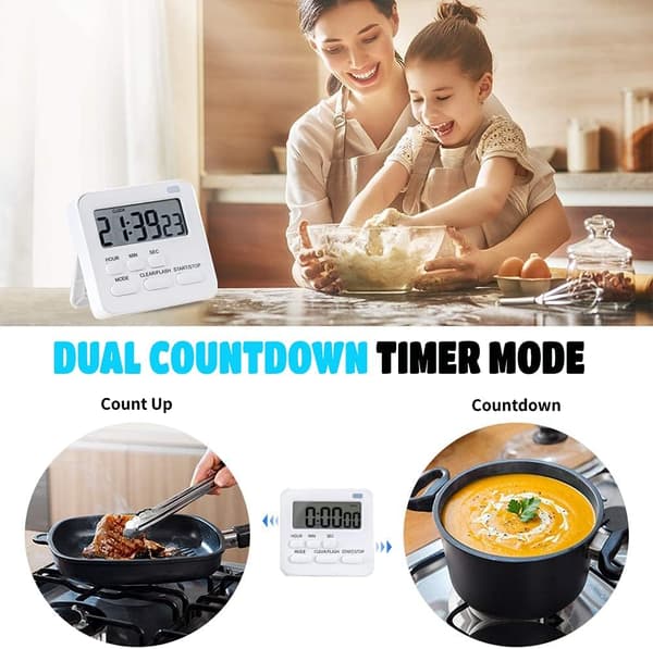 1 stk Timer, Kjøkken Timer Digital Timer med Stoppklokke og