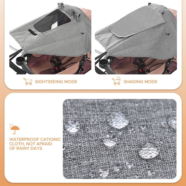 Solsejl til Barnevogn, Kaleche Solsejl til Pram Carrycot, UV 50