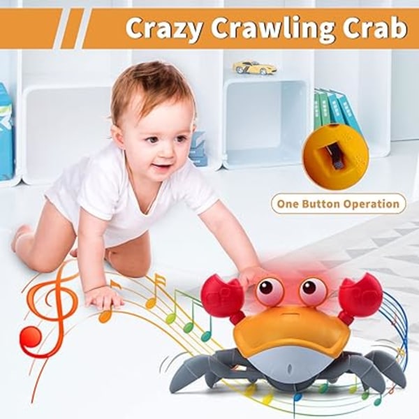 Musikaliska krabbaleksaker för baby (gul orange), elektroniska