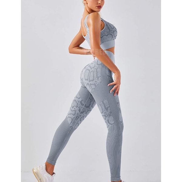 Yogakläder för kvinnor, sömlösa, 2-delade, hög midja, träningskläder, gym