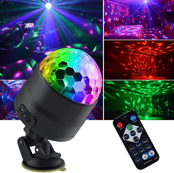 Discokulelys festlys DJ discolys, LED mini farge