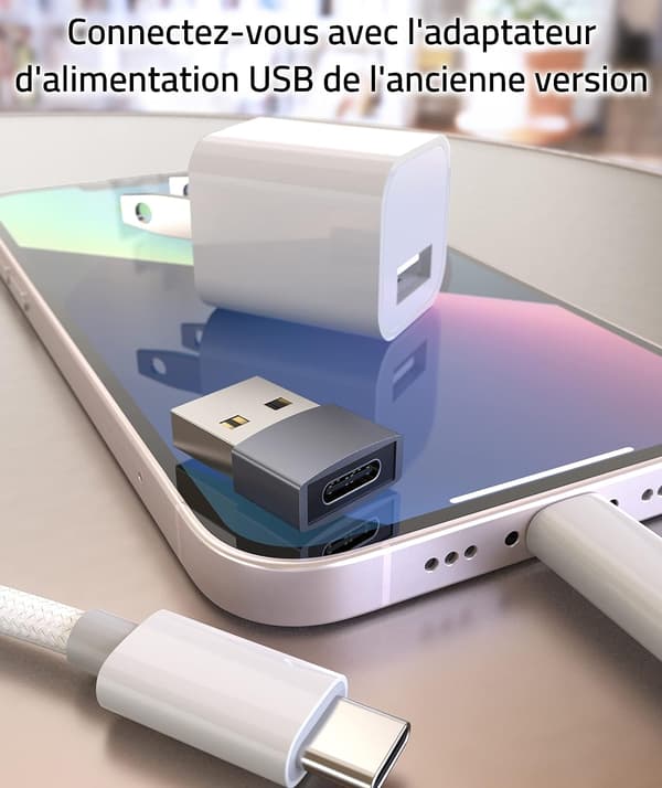 Grå USB C til USB Adapter 3-pak kompatibel med iPhone 13 12