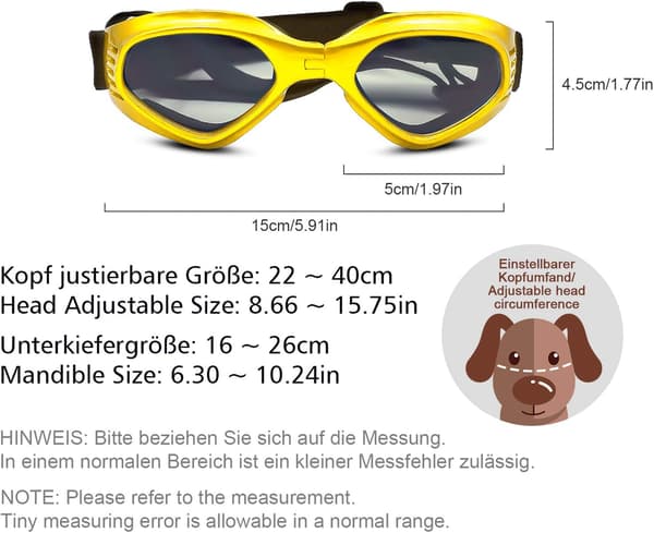 Hunde Solbriller Justerbar Solbrille Stropp UV Beskyttelse