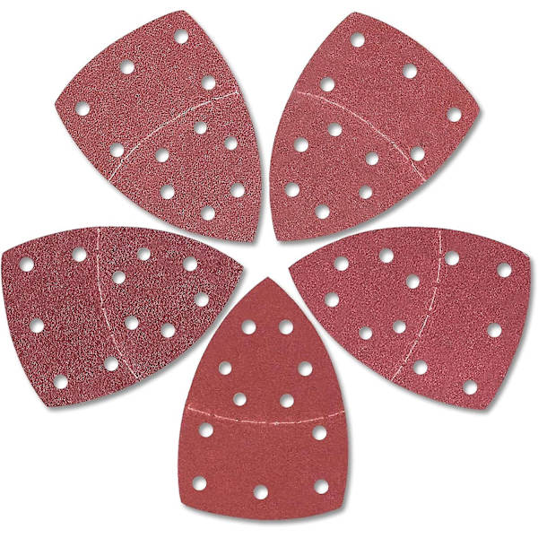 50 st 11-håls slippapper för slipmaskin 152 x 105 mm, sandpapper korn 40 60 80 120 180, stödplatta för slipning/polering passar Bosch PSM100A, PSM 2