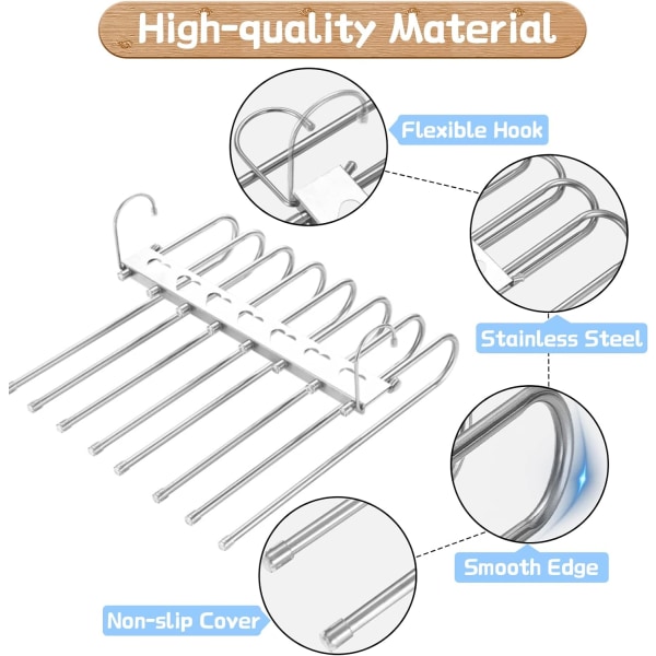 1 stk - 8 i 1 Buksestang Besparelse af Plads, Magisk Hængende Jeansstang