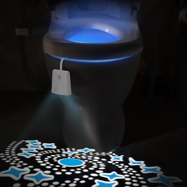 Toilet Natlys 16 Farveskiftende, Bevægelsessensor Aktiveret LED Projektionsnatlys USB Genopladelig Toilet Bo