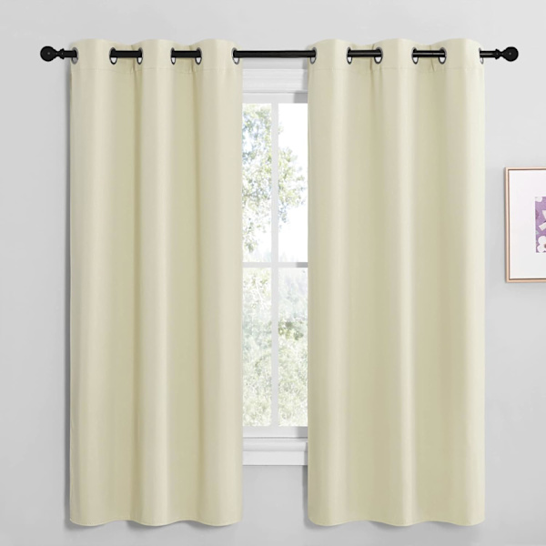 Kjøkken Gardiner for Dekorasjon, Termisk Isolerte Øyeblikksgardiner/Paneler for Vaskerom (Beige, 2 Pakker)