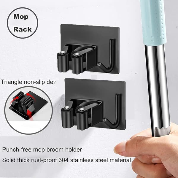 Väggmonterad Kvastställ, 5-pack Självhäftande Väggmonterad Kvastställ