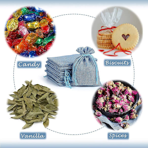 20 st linne-jute presentpåsar, säckvävspåsar, dragsnörepåsar, smyckespåsar, festförvaring, kaffe