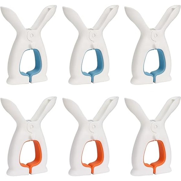 6 robuste udendørs tøjpinde, store kaninformede tøjpinde til