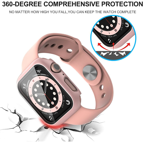 Sett med 2 skjermbeskyttende etui for Apple Watch Series 9/8/7/6/5/4/Series SE/SE 2 på 45 mm, herdet glass, ultra