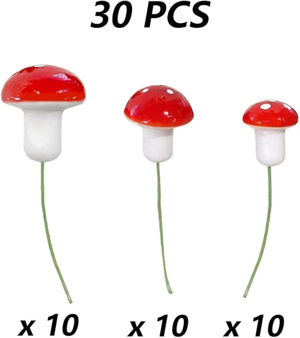 Soppdekorasjon 30 stk DIY Mini Røde Sopper Mini Plantepotte