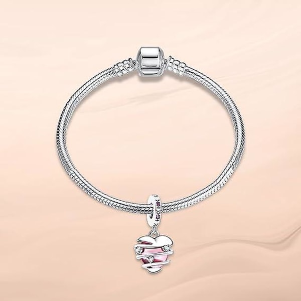 925 Sterling Silver Hjärta Kärlek Charms Dam Pärlor Charm Flicka Hänge Charm Kompatibel med Europeiska Armband & Halsband