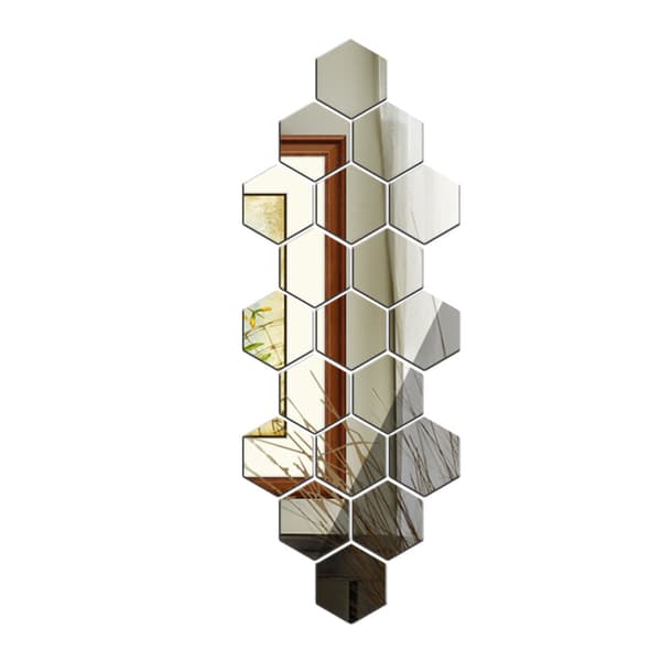 Set med 15 Hexagon Akryl Guld Vägg Speglar (9cm/Silver) - Vägg D