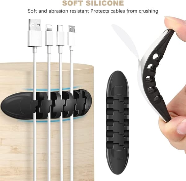 3 sorte kabelholderklips, silikone kabelklips, kabel
