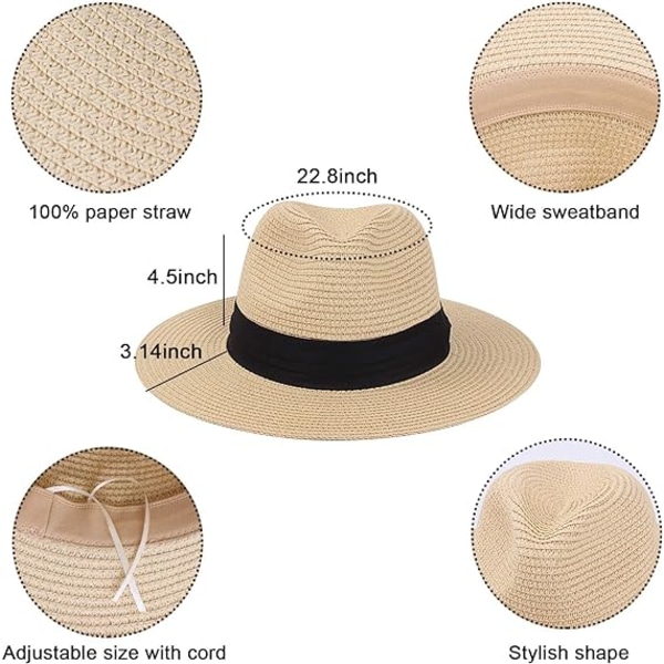 1 stk Off White Dame stråhat - Strandhat - Sommerhat - UV