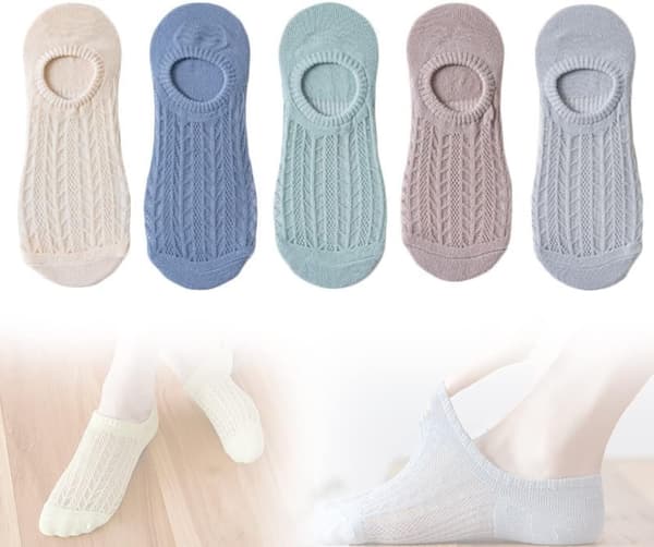Usynlige sokker, hudfarge + blå + lyseblå + khaki + grå