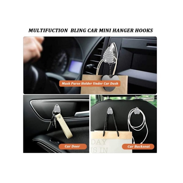 4-pakks Mini Bling Bilkroker for Maskeholder, Glitrende Bil