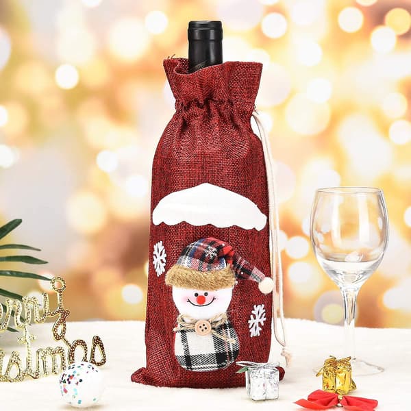 Set med 3 julvinproppar, Rosa säck Santa Claus