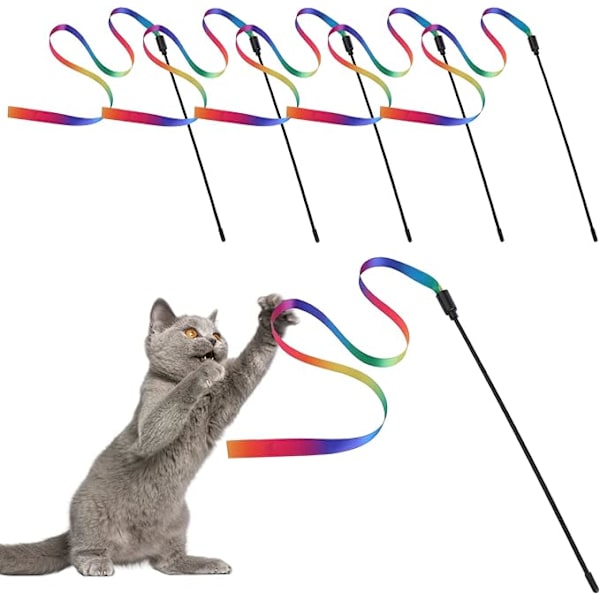 5-pack Interaktiva Kattspön - Färgglada Tygbandspinnar
