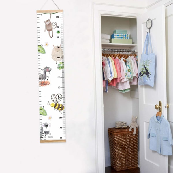 Djurbilder Väggmätare för Barn, Baby Höjdmätare, Canvas Höjdmätare för Pojkar Flickor (Djurbilder 6)
