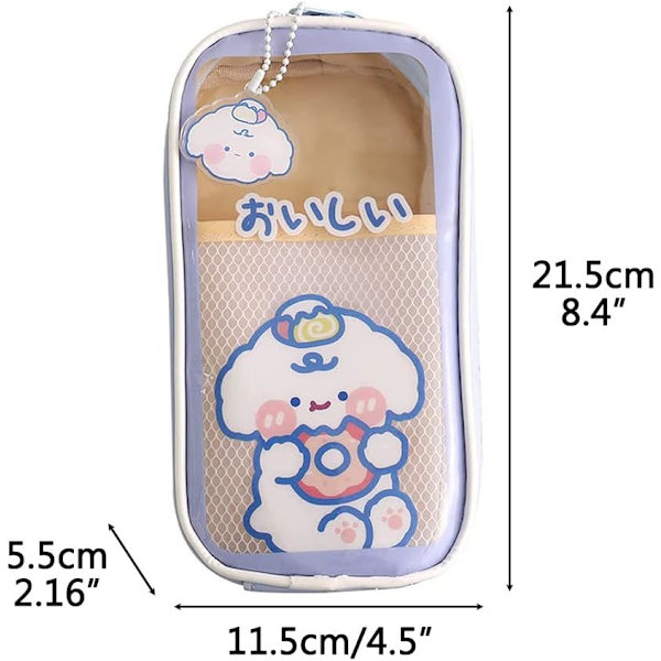 Suurikokoinen Violetti Donitsi-Nalle Kawaii Kynäkotelo, Läpinäkyvä