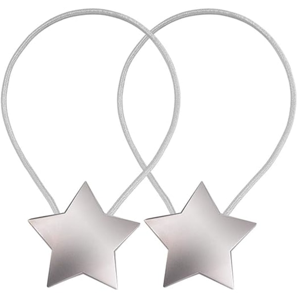2 silver magnetiska gardin tiebacks, magnetisk stjärngardin