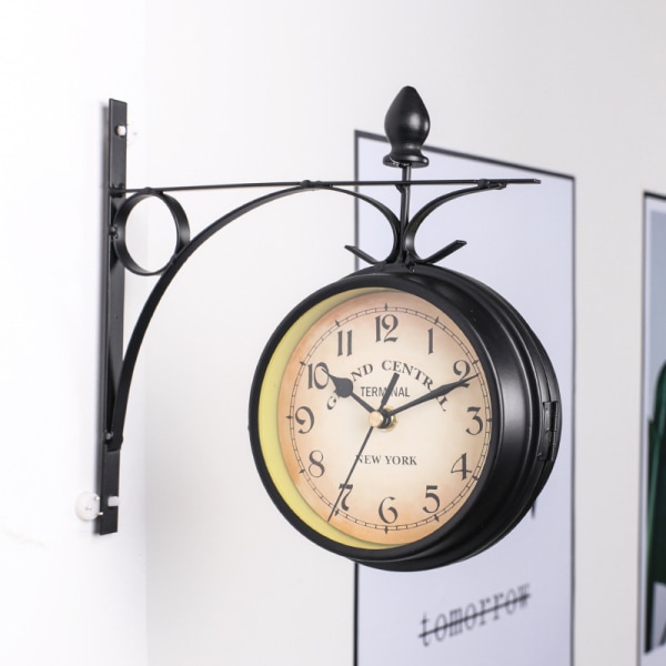 Nostalgisk veggklokke og termometer, hageklokke, 12,2 cm, utendørs