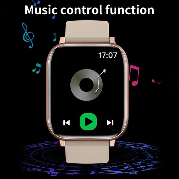 Smartklocka för Män Kvinnor (Svara/Ring Samtal), HD 1.77\" för Android iOS (Beige)