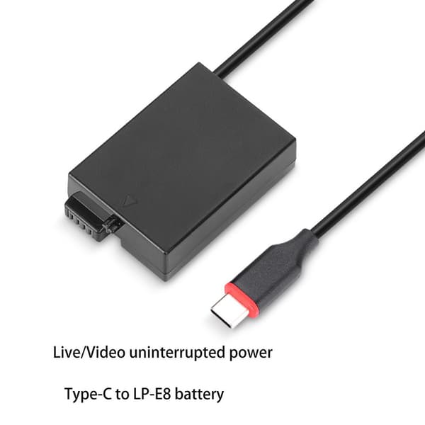 Typ-c till för Lp E8 Dr-e8 dummybatteri bärbar kameraströmkälla för Rebel